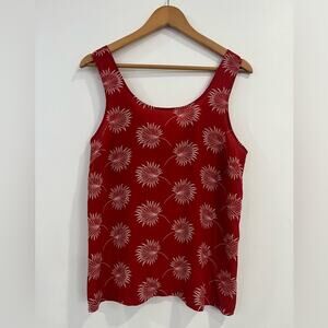 Madewell Lookout Bow Back Red Floral Silk Tank Top Size Large